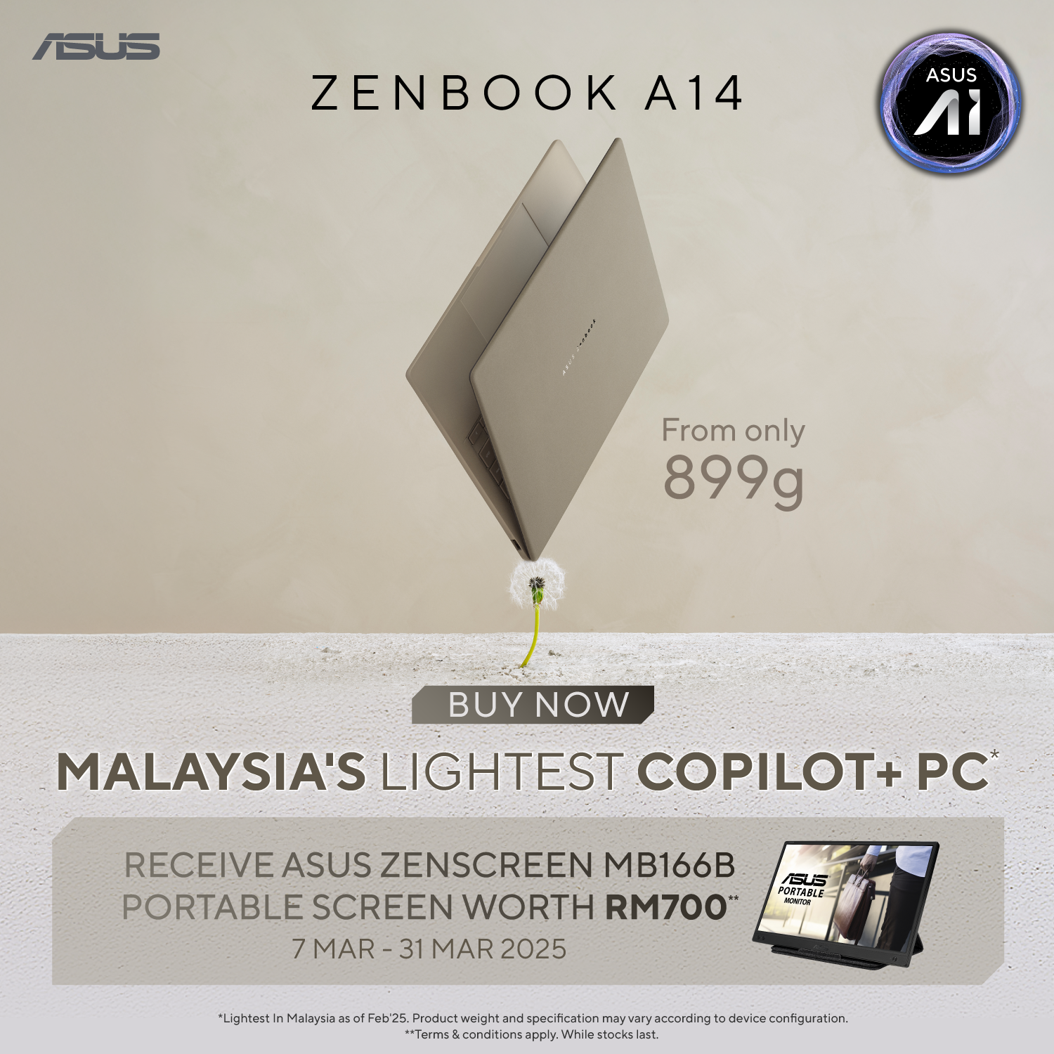 全球最轻14寸Copilot+ PC!ASUS Zenbook A14大马发布,售价RM4999起! 17 UX3407 Early Bird Bundle KV 1
