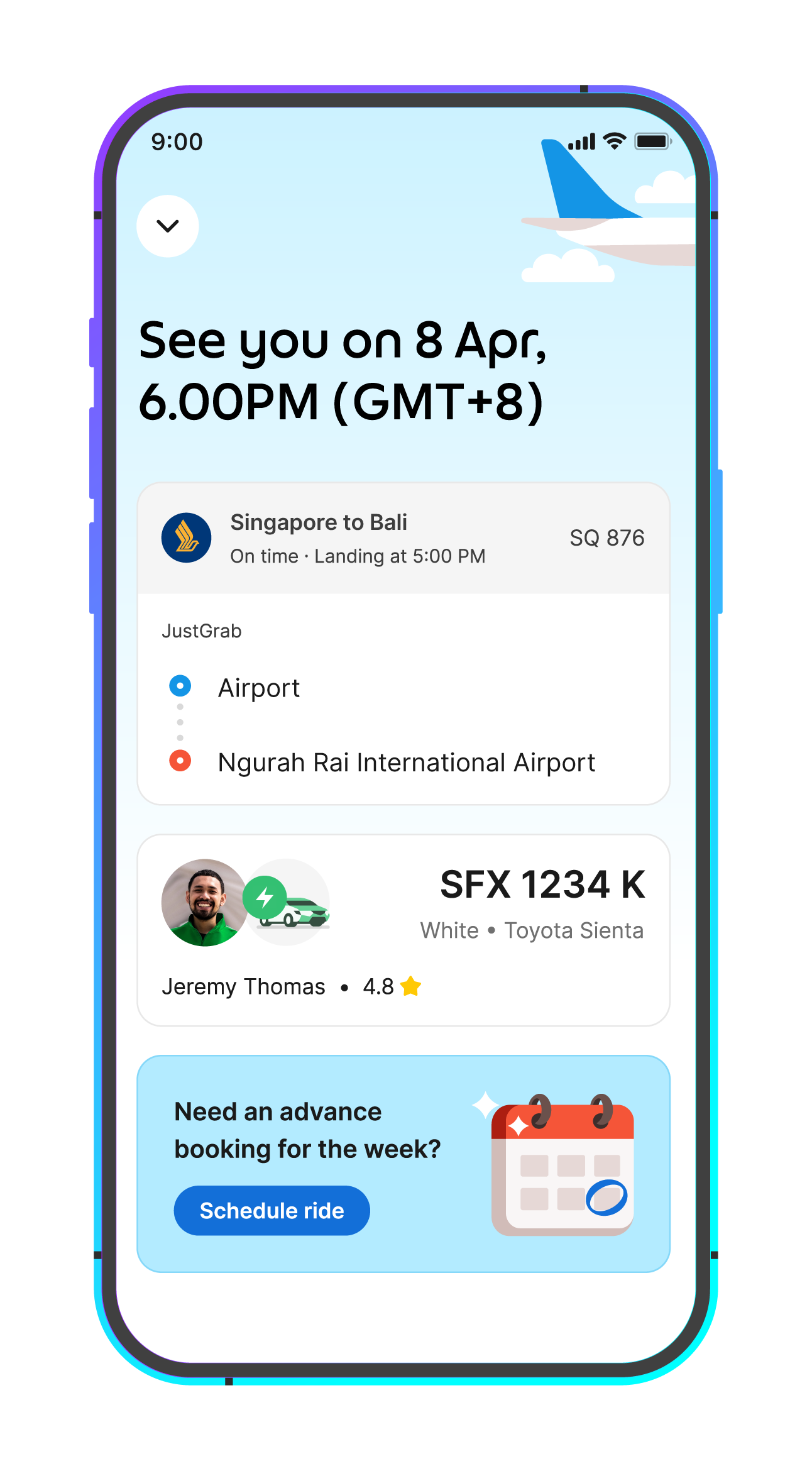 Grab举办“Grab X”发布会!推出家庭叫车、一人点餐、外卖拼单、旅行全包等新功能! 12 Advance Booking 01