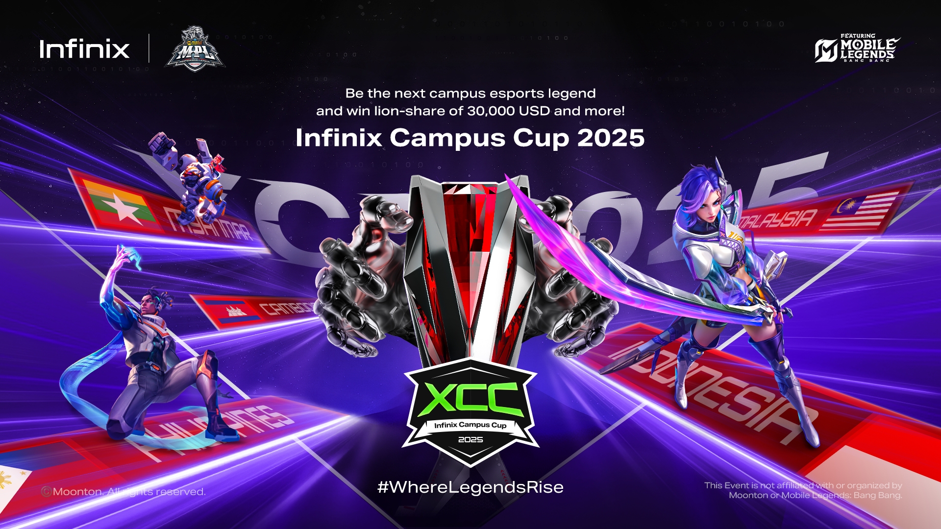 Infinix携手《Mobile Legends》举办XCC 2025东南亚校园电竞赛，总奖金