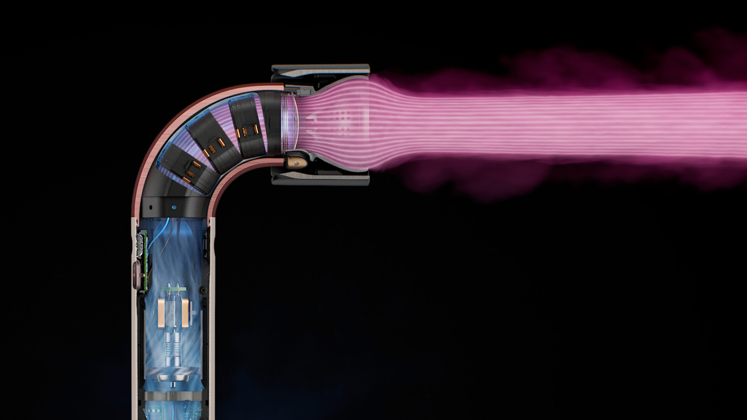 从时尚秀场到居家造型必备!Dyson Supersonic r™ 大马发布:内置新一代加热器、有RFID实时连接配件,售RM2599! 5 Supersonic r Tech Imagery Airflow scaled