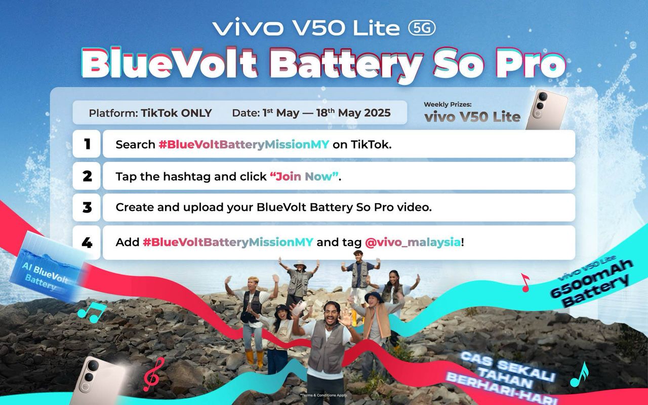 vivo V50 Lite 5G强势登场!vivo邀你TikTok拍片赢手机,Shopee也有买一送六大礼包! 3 BlueVoltBatteryMissionMY KV EN
