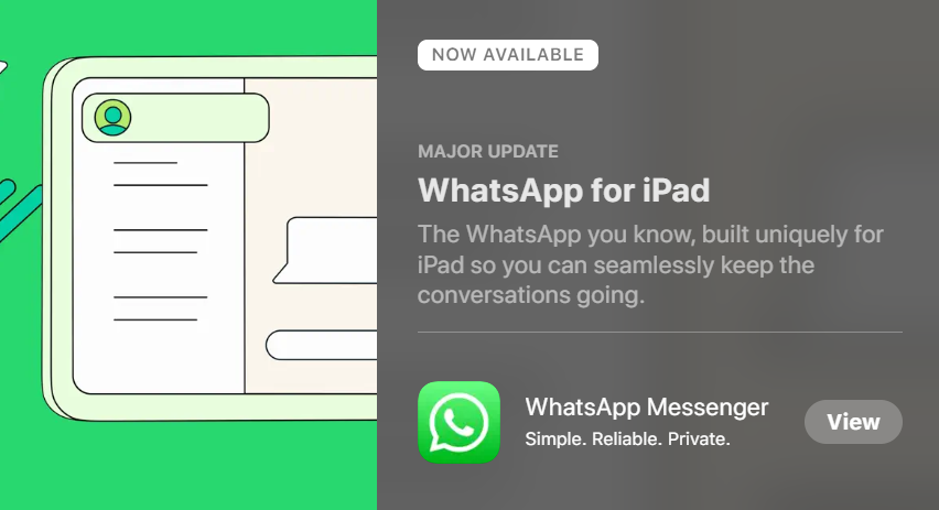 iPad版WhatsApp正式上线:完整适配屏幕、支持32人通话、Stage Manager等! 3 iPad版WhatsApp正式上线:完整适配屏幕、支持32人通话、Stage Manager等!