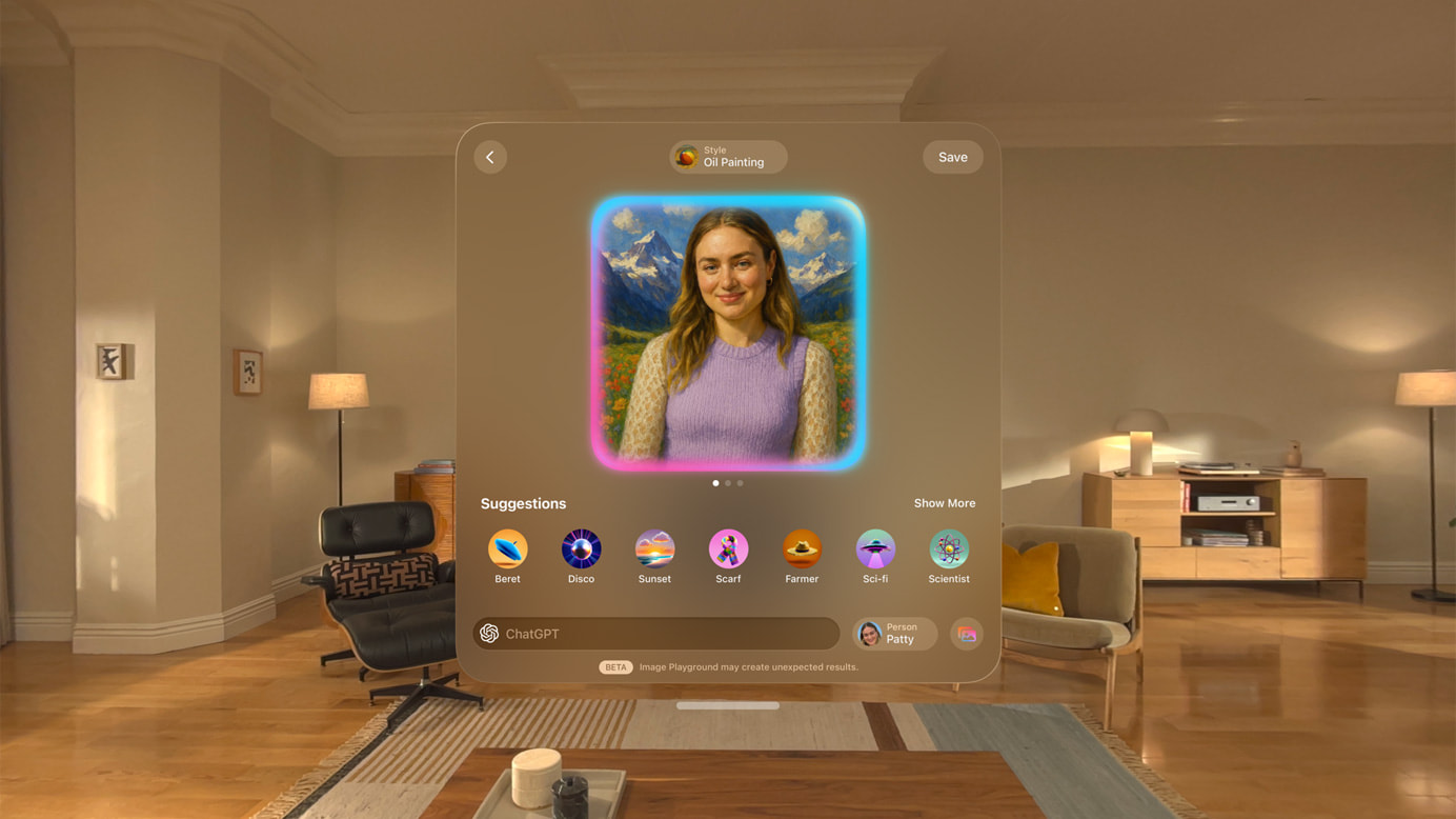 visionOS 26发布:全新3D小组件、空间场景、支持PS VR2手柄,还能空中写字! 10 Apple WWDC25 visionOS 26 Apple Intelligence Image Playground