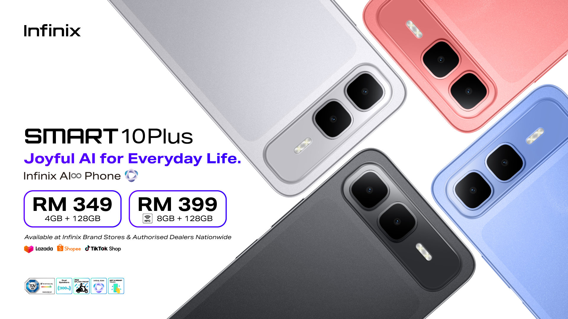 大马售价RM299起!Infinix SMART 10系列发布:AI助手、6000mAh大电池、120Hz高刷! 2 Infinix SMART 10 Plus KV