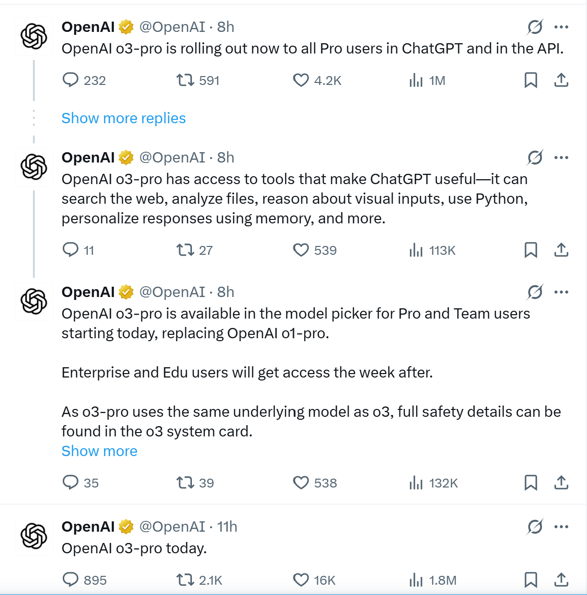 OpenAI 最强 AI 模型 o3-pro 上线!更聪明、答题更准,Pro版用户可抢先使用! 2 Screenshot 2025 06 11 125053