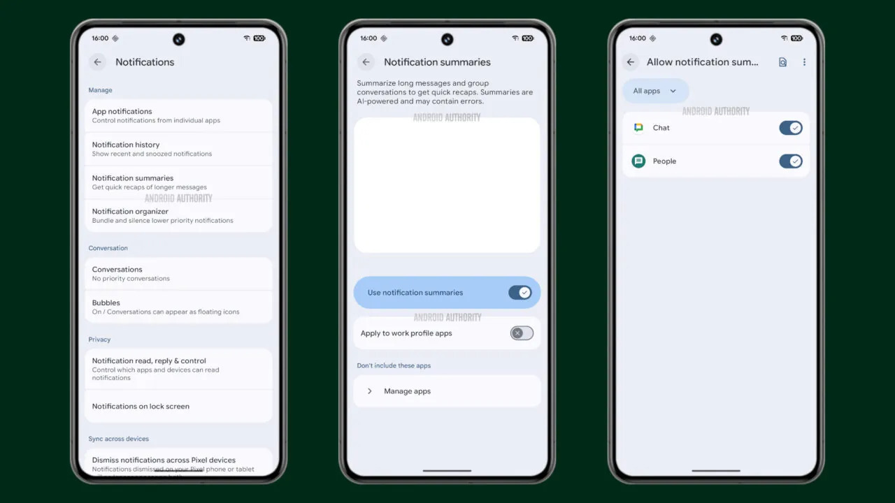 外媒曝Google为Android系统开发新功能:AI 自动分组通知类别、总结对话+群组消息! 4 Notification summaries feature in Android 16 QPR1 on Pixel 1280w 720h.jpg 1