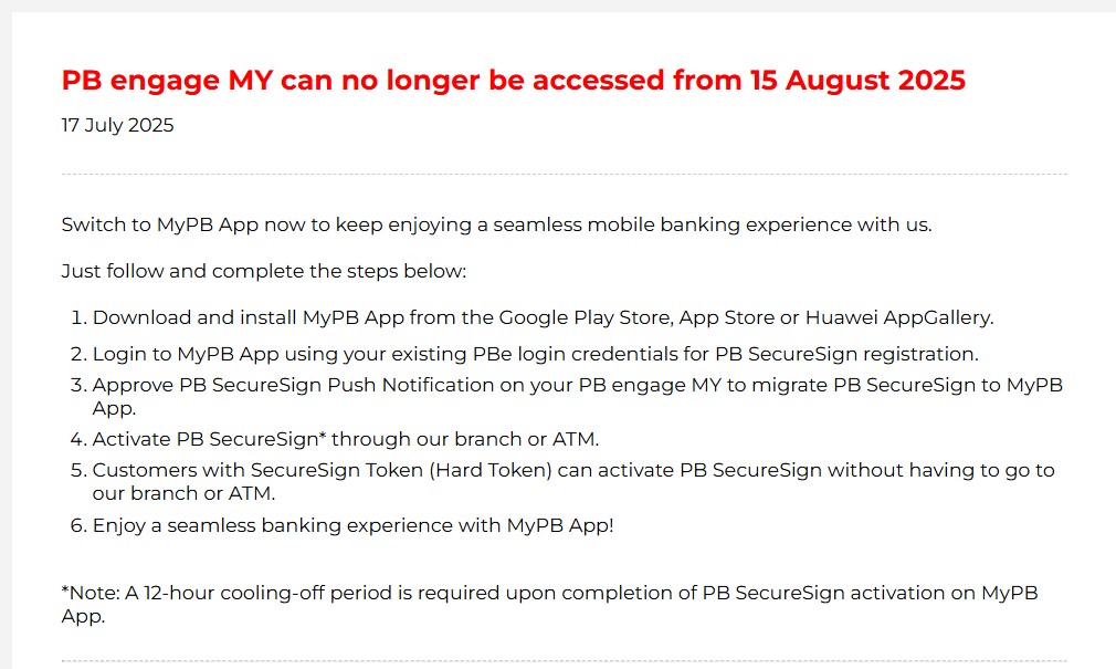 别再用旧App了!Public Bank提醒:PB engage MY 8月15日起停用,记得转用MyPB App! 2 Screenshot 2025 07 17 190525