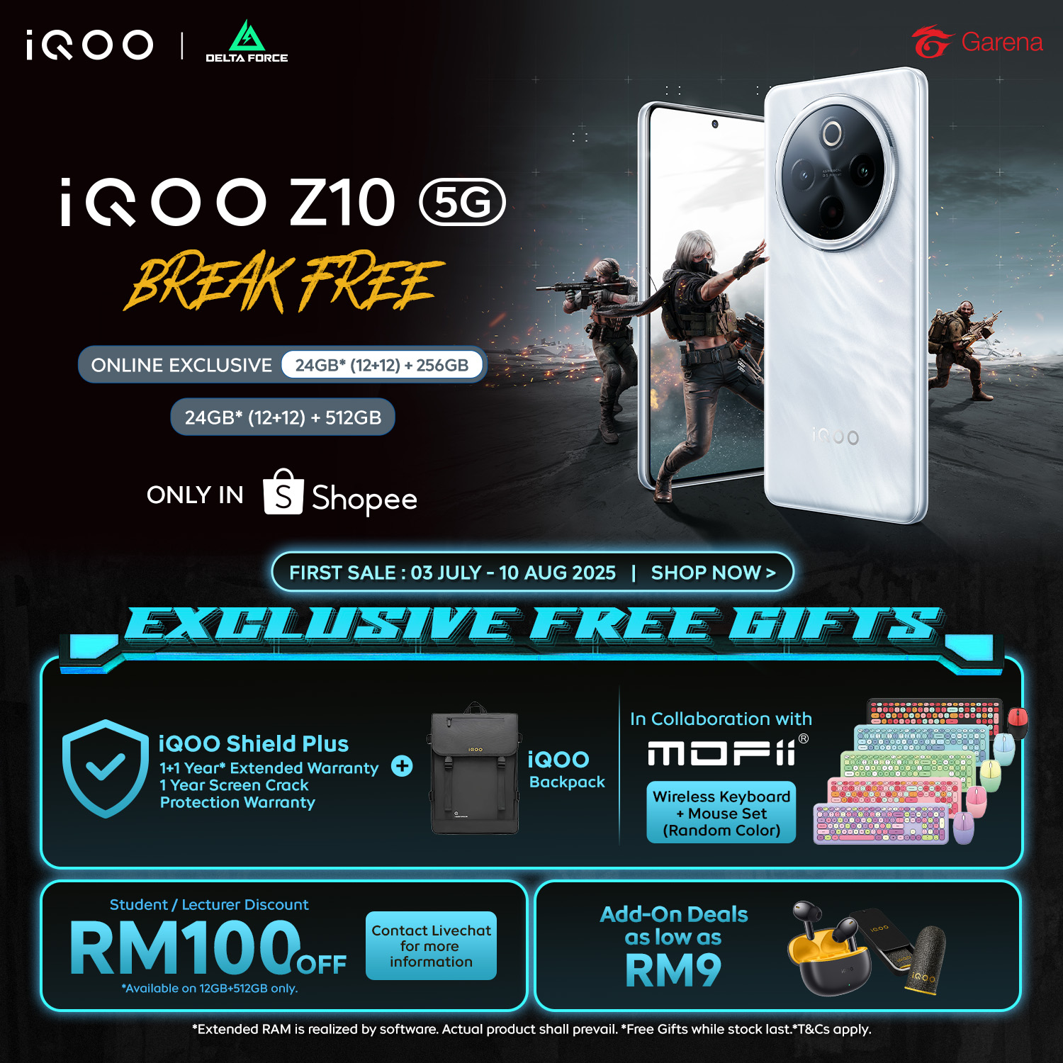 同级电池最大!iQOO Z10发布:7300mAh+90W闪充、骁龙7s Gen 3,大马售价RM1399起! 4 iQOO Z10 Shopee Promo